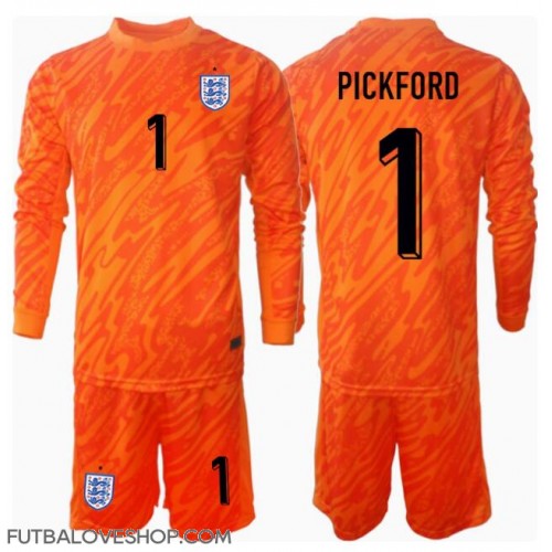 Dres Anglicko Jordan Pickford #1 Brankarsky Domáci pre deti ME 2024 Dlhy Rukáv (+ trenírky)